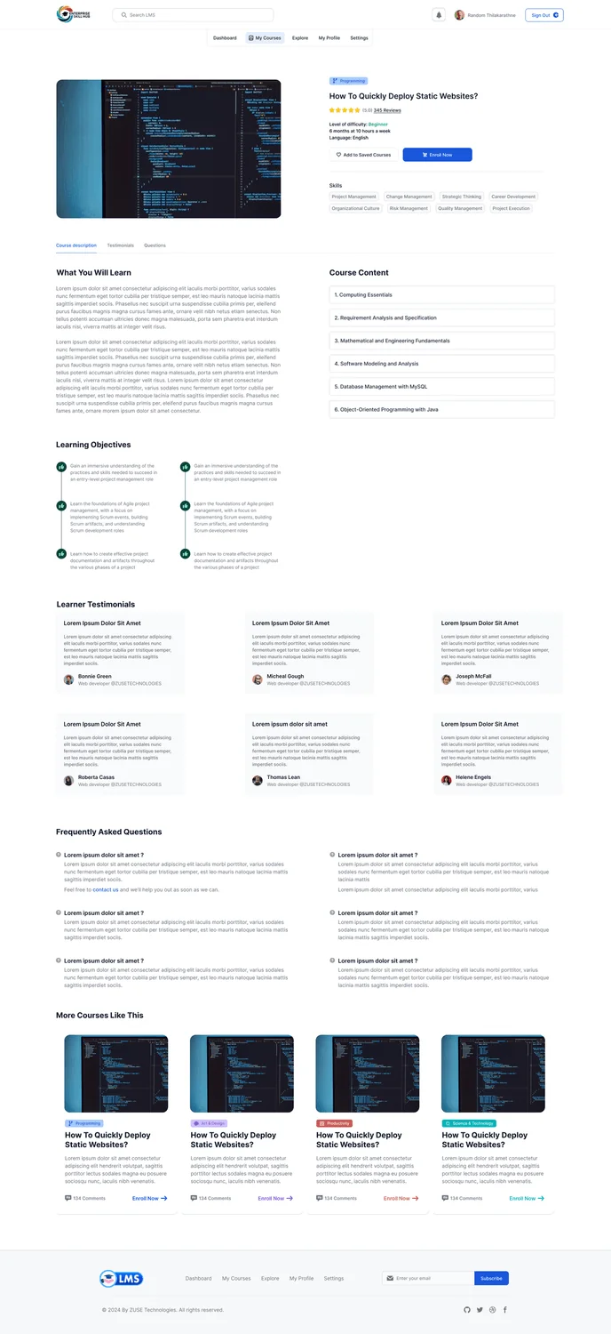 ZUSE Corporate LMS - Course overview